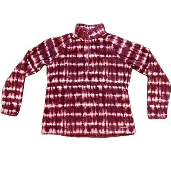 SzL Eddie Bauer 1/4 zip Fleece NWOT condition Burgundy/pink/white - Picture 2 of 7